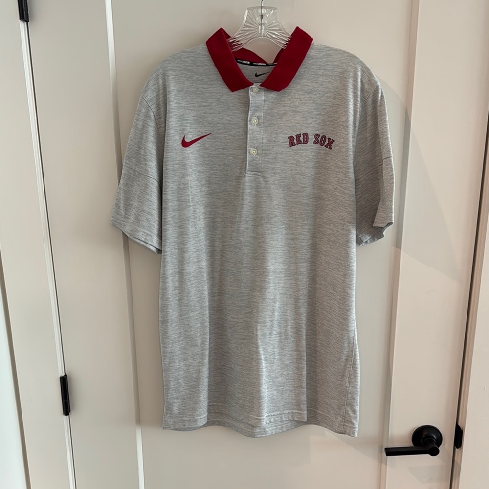 Nike Gray and Red Polo Shirt for Sporty Style